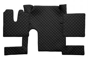 Tapis en simili cuir Q pour MAN TGX (01.2007-12.2017) - manuelle - un tiroir - Noir