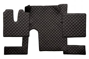 Tapis en simili cuir Q pour MAN TGX (01.2007-12.2017) - manuelle - un tiroir - Noir/rouge