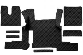 Tapis en simili cuir Q pour MAN TGX (01.2018-03.2020) - automatique - deux tiroirs - Noir