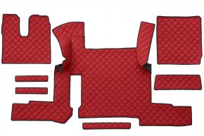Tapis en simili cuir Q pour MAN TGX (01.2018-03.2020) - automatique - deux tiroirs - Rouge