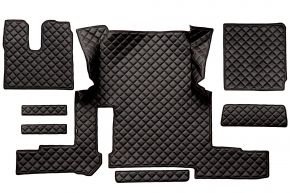 Tapis en simili cuir Q pour MAN TGX (01.2018-03.2020) - automatique - un tiroir - Noir/rouge