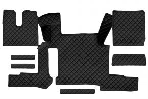 Tapis en simili cuir Q pour MAN TGX (01.2018-03.2020) - manuelle - deux tiroirs - Noir