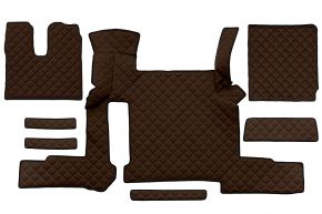 Tapis en simili cuir Q pour MAN TGX (01.2018-03.2020) - manuelle - deux tiroirs - Marron