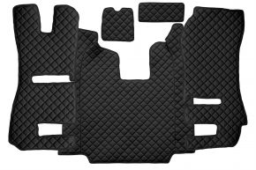 Tapis en simili cuir Q pour SCANIA R (01.2011-12.2016) - automatique - sièges RECARO - siège passager rabattable - Noir
