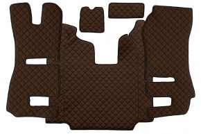 Tapis en simili cuir Q pour SCANIA R (01.2011-12.2016) - automatique - sièges RECARO - siège passager rabattable - Marron