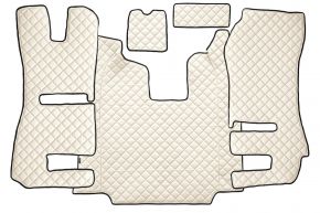 Tapis en simili cuir Q pour SCANIA R (01.2011-12.2016) - automatique - sièges RECARO - siège passager rabattable - Beige clair