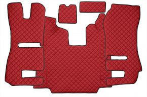 Tapis en simili cuir Q pour SCANIA R (01.2011-12.2016) - automatique - sièges RECARO - siège passager rabattable - Rouge