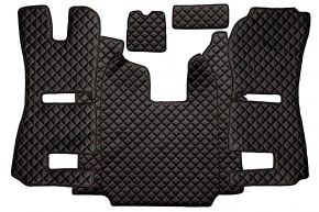 Tapis en simili cuir Q pour SCANIA R (01.2011-12.2016) - automatique - sièges RECARO - siège passager pneumatique - Noir/rouge
