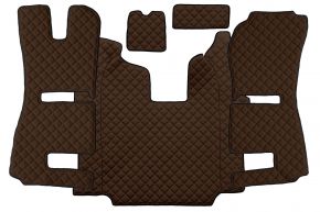 Tapis en simili cuir Q pour SCANIA R (01.2011-12.2016) - automatique - sièges RECARO - siège passager pneumatique - Marron