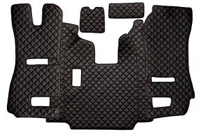 Tapis en simili cuir Q pour SCANIA R (01.2011-12.2016) - sièges RECARO - siège passager rabattable - manuelle - Noir/rouge