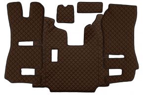 Tapis en simili cuir Q pour SCANIA R (01.2011-12.2016) - sièges RECARO - siège passager rabattable - manuelle - Marron