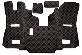 Tapis en simili cuir Q pour SCANIA R (01.2011-12.2016) - manuelle - sièges RECARO - siège passager pneumatique - Noir/rouge