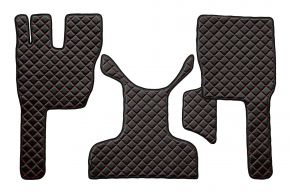 Tapis en simili cuir Q pour VOLVO FM 4 (01.2013-12.2019) - Noir/rouge