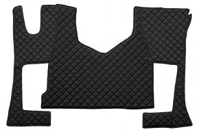 Tapis en simili cuir Q pour MERCEDES ACTROS MP 4 (01.2011-12.2018) - cabine étroite (230 cm) - compartiment de rangement plus petit - Noir