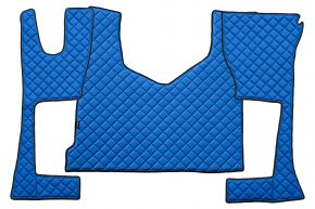 Tapis en simili cuir Q pour MERCEDES ACTROS MP 4 (01.2011-12.2018) - cabine étroite (230 cm) - compartiment de rangement plus petit - Bleu