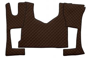 Tapis en simili cuir Q pour MERCEDES ACTROS MP 4 (01.2011-12.2018) - cabine étroite (230 cm) - compartiment de rangement plus petit - Marron