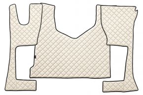 Tapis en simili cuir Q pour MERCEDES ACTROS MP 4 (01.2011-12.2018) - cabine étroite (230 cm) - compartiment de rangement plus petit - Beige clair