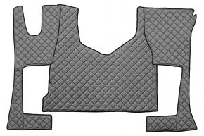 Tapis en simili cuir Q pour MERCEDES ACTROS MP 4 (01.2011-12.2018) - cabine étroite (230 cm) - compartiment de rangement plus petit - Gris