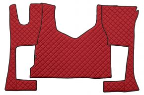 Tapis en simili cuir Q pour MERCEDES ACTROS MP 4 (01.2011-12.2018) - cabine étroite (230 cm) - compartiment de rangement plus petit - Rouge