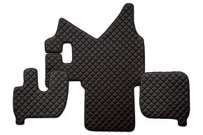 Tapis en simili cuir Q pour IVECO STRALIS (01.2002-12.2012) - manuelle - Noir/rouge