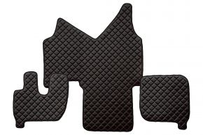Tapis en simili cuir Q pour IVECO STRALIS (01.2002-12.2012) - automatique - Noir/rouge