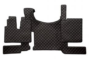 Tapis en simili cuir Q pour MAN TGX (dès 03.2021) - avec frein ADR dans le plancher - Noir/rouge