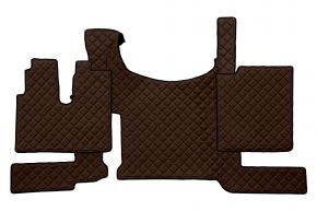 Tapis en simili cuir Q pour MAN TGX (dès 03.2021) - avec frein ADR dans le plancher - Marron
