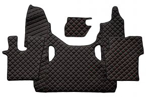 Tapis en simili cuir Q pour SCANIA G NEXTGEN (dès 01.2017) - Noir/rouge