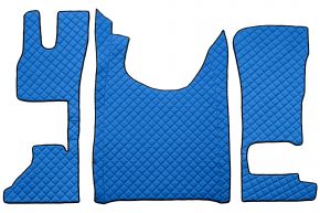 Tapis en simili cuir Q pour DAF XG (dès 10.2021) - siège passager fixe ou siège passager rabattable - Bleu