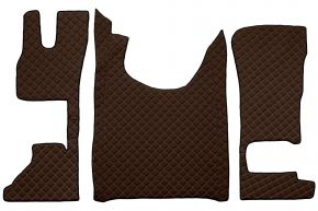 Tapis en simili cuir Q pour DAF XG (dès 10.2021) - siège passager fixe ou siège passager rabattable - Marron