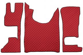 Tapis en simili cuir Q pour DAF XG (dès 10.2021) - siège passager fixe ou siège passager rabattable - Rouge