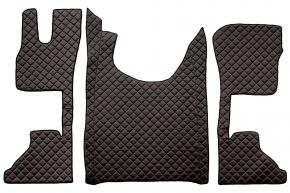 Tapis en simili cuir Q pour DAF XG (dès 10.2021) - siège passager pneumatique - Noir/rouge