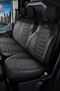 Housses sur mesure Florida noir-gris | Tissu + Similicuir | Toyota Proace 2 (2016–2025)