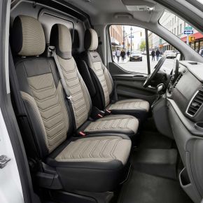 Housses sur mesure Florida beige-noir | Tissu + Similicuir | OPEL VIVARO B (2014-2018)