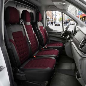 Housses sur mesure Florida bordeaux-noir | Tissu + Similicuir | OPEL VIVARO B (2014-2018)