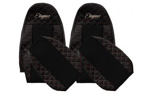 Housses de siège sur mesure ELEGANCE Q pour VOLVO FH 3 (01.2009-12.2012) - noir et rouge
