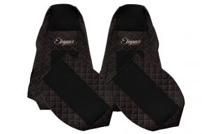 Housses de siège sur mesure ELEGANCE Q pour SCANIA G (01.2005-12.2016) - appuie-têtes intégrés - noir et rouge