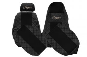 Housses de siège sur mesure ELEGANCE Q pour SCANIA R (01.2005-12.2016) - appuie-tête passager réglable - noires