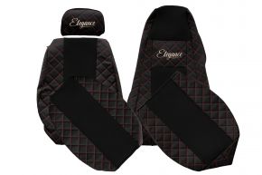 Housses de siège sur mesure ELEGANCE Q pour SCANIA R (01.2005-12.2016) - appuie-tête passager réglable - noir et rouge