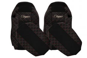 Housses de siège sur mesure ELEGANCE Q pour MAN TGX (01.2007-03.2020) - sièges standard, pas ISRI - noir et rouge