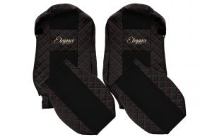 Housses de siège sur mesure ELEGANCE Q pour MERCEDES ACTROS MP 4 (01.2011-12.2018) - sièges standard - noir et rouge