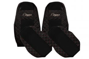 Housses de siège sur mesure ELEGANCE Q pour VOLVO FM 4 (01.2013-12.2019) - noir et rouge