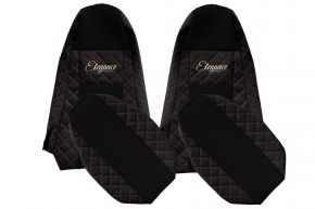Housses de siège sur mesure ELEGANCE Q pour SCANIA R (01.2013-12.2016) - STREAMLINE, appuie-têtes intégrés - noir et rouge