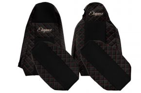Housses de siège sur mesure ELEGANCE Q pour SCANIA R (01.2013-12.2016) - STREAMLINE, sièges différents - noir et rouge