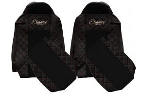 Housses de siège sur mesure ELEGANCE Q pour IVECO STRALIS XP (01.2016-12.2019) - noir et rouge
