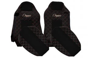 Housses de siège sur mesure ELEGANCE Q pour MAN TGX (01.2007-03.2020) - sièges ISRI, sièges différents - noir et rouge