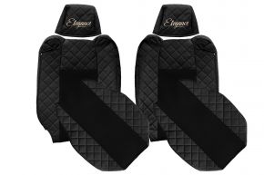 Housses de siège sur mesure ELEGANCE Q pour RENAULT T (01.2014-04.2021) - appuie-têtes réglables - noires