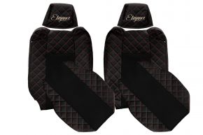 Housses de siège sur mesure ELEGANCE Q pour RENAULT T (01.2014-04.2021) - appuie-têtes réglables - noir et rouge