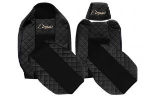 Housses de siège sur mesure ELEGANCE Q pour RENAULT T (01.2014-04.2021) - appuie-tête conducteur réglable - noires