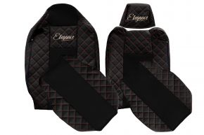 Housses de siège sur mesure ELEGANCE Q pour RENAULT T (01.2014-04.2021) - appuie-tête conducteur réglable - noir et rouge